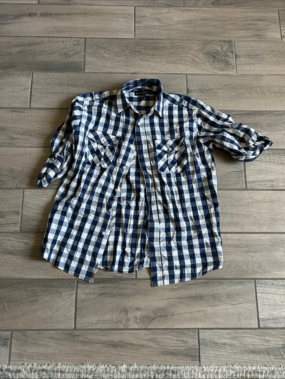 Beverly Hills Polo Club Navy and White Check Button-Down Shirt